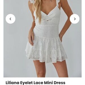 American Threads White Eyelet Lace Mini Dress